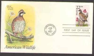 US. 2301. 22c. Bobwhite, N. American Wildlife. ArtCraft FDC. 1987 - Picture 1 of 1