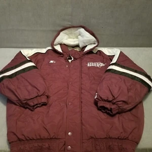 Texas A&M Aggies Starter Jacket Full Zip Button Snap Hooded NCAA Sz XXL Vtg 90s - Picture 1 of 21