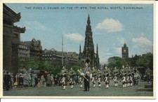 Color Postcard, Pipes & Drums of the 1st Battalion Royal Scots, Scotland(C)