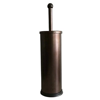 Resistant Bronze Toilet Brush Holder with Lid Perfect Bathroom Bowl Cleaning Set - Image 1 of 4