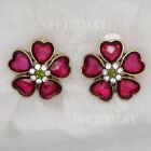 HEIDI DAUS Jewelry Heart Cut Crystals Stud Post Pierced Flowers Earrings Clover