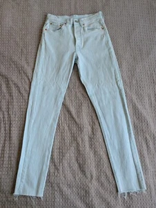 Jeans Levi's donna 24x30 vestibilità 25x28 blu 501 S slim tinto in capo bottoni mosca - Foto 1 di 12