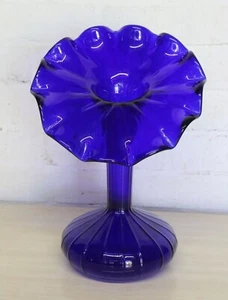 Large Vase Vintage Italian Cobalt Blue Glass Vase Very Striking approx. 1960's. - Picture 1 of 11