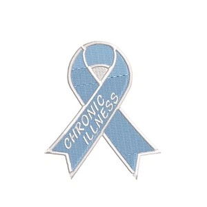 Chronic Illness Awareness Support Ribbon Blue Patch Embroidered Iron-on Applique - Picture 1 of 12