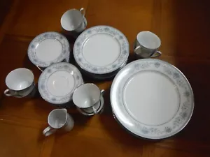 NORITAKE CONTEMPORARY BLUE HILL 2482, CREAMER & 8 SETTINGS MISSING 1 SALAD PLATE - Picture 1 of 21