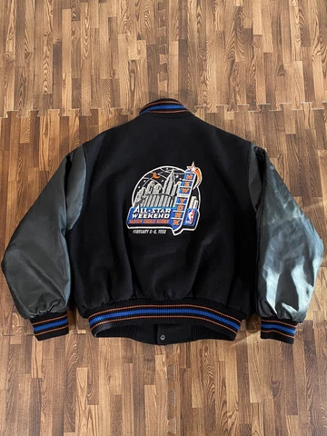 1998 NBA All Star Game New York Varsity Jacket Women’s Size Large Wool Leather Cover
