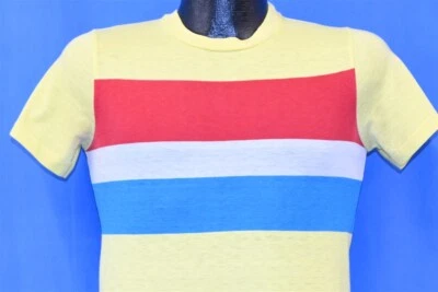 Camiseta vintage años 70 AMARILLO ROJO AZUL BLOQUE COLOR PRIMARIO JUVENTUD MEDIANA M Foto 1 de 4