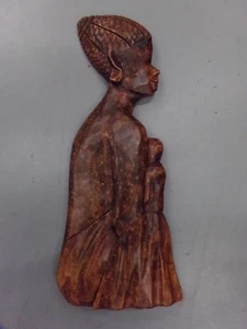 Hand-Carved Wooden African Wall Art Mother & Child Tribal Art 20” Ghana Africa - Picture 1 of 7