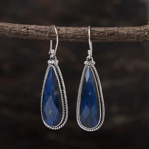 Labradorite Drop Earring, 925 Silver Jewelry, Handmade Earrings, Gift For Her - Picture 1 of 7