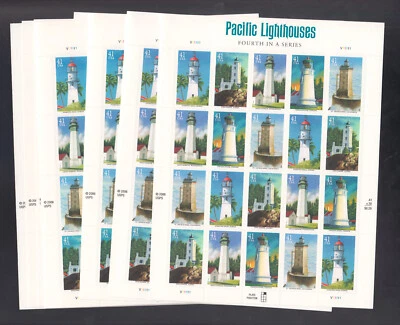 US Stamp #4146-50 Pacific Lighthouses, 10 Sheets of 20 (200pc) - Image 1 of 3
