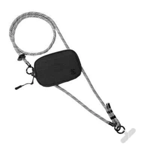 SAVE THE GIRLS RFID BLACK WHITE SINGLE ROPE POUCH CLIP & GO CELL PHONE STRAP - Zdjęcie 1 z 9
