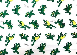 CALHOUN FROG Cotton Fabric 48" x 60"w Marcus Brothers Textiles Green White - Picture 1 of 2