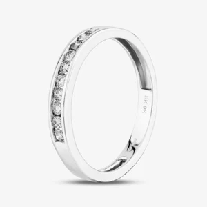 Anillo de media eternidad conjunto de canales de diamantes de 0,20 quilates de oro blanco de 9 quilates TH010395R - Imagen 1 de 4