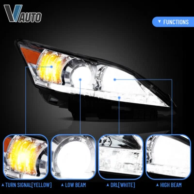 VLAND Headlights Front Lamps Fit For 2010-2012 Lexus ES350 Chrome Housing 2PCS - Image 1 of 4