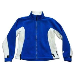 EMS POLARTEC DRAWSTRING FULL ZIP FLEECE JACKET BLUE + WHITE, WOMENS SIZE M - Picture 1 of 8