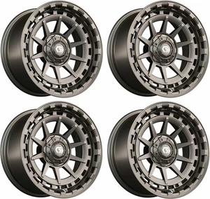 Set of 4 GTW Barricade 15x7 Bronze Aluminum Golf Cart Wheel | 3:4 Offset | 4x4 - Picture 1 of 8