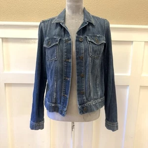 PAIGE Giacca Denim Donna Taglia:S Bottone Anteriore Blu SUPER MORBIDA Cotone Rayon - Foto 1 di 15