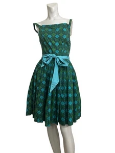 Vintage Markenlos Selbstgemacht?? 60er Jahre Medaillon Print MCM Kleid XS/xxs - Bild 1 von 11
