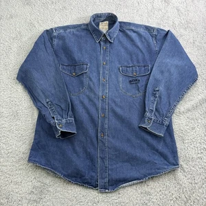 Vintage Hugo Boss Shirt Mens Large Blue Denim Button Down Logo Pocket 90s - Picture 1 of 9
