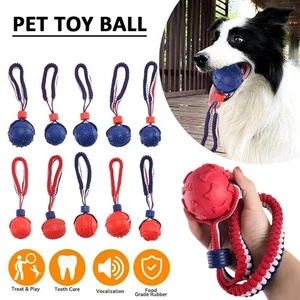 Dog Ball On A Rope Chew Toys Interactive Toy Rope Ball Strong For Pet Toys R8P1 - Picture 1 of 21