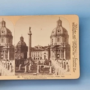 Rome Stereoview C1897 Real Photo Italy Trajans Forum & Column - Picture 1 of 3