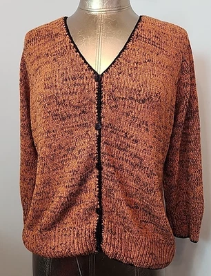 Suéter JH Collectibles Naranja Cuello en V Mujer Talla L Pecho 44 Abotonable 35795 Foto 1 de 4