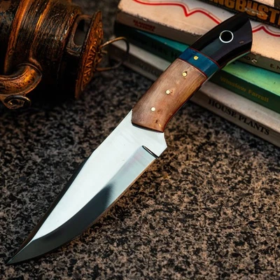 Cuchillo Damasco/Acero 9" Listo para Regalo Full Tang Hunt it Hunt + Funda de Cuero Foto 1 de 4