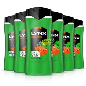 6x Lynx Jungle Extra Fresh Palm Leaves & Amber Shower Gel 225ml - Picture 1 of 1