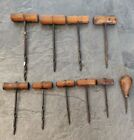 9 Vintage Small Hand Auger Drill Hole Boring Tools Woodworking Carpentry + Awl