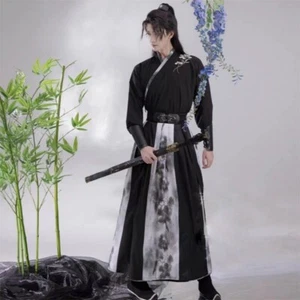 Disfraz de espadachín chino antiguo negro Hanfu para hombre rendimiento - Imagen 1 de 7