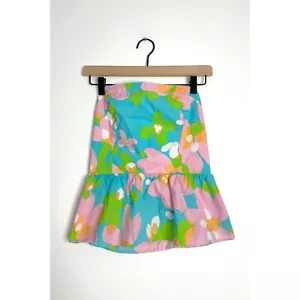 LILLY PULITZER Shandy Top senza spalline Peplum Shorely blu cotone mojo taglia 4 - Foto 1 di 6