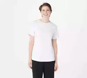 Top Susan Graver Essentials tejido líquido manga corta blanco talla S A213552 - Imagen 1 de 2