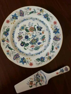 Andrea by Sadek India Garden 10.75" Cake Plate w/ Server Porcelain China - Picture 1 of 3