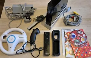 Nintendo Wii Console Black Motion Plus Remote & Nunchuk Super Mario Bros Gaming - Picture 1 of 9