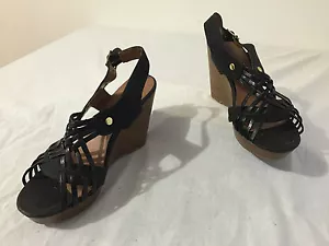 Sandalias Madden Girl Klydee Slingback Tacones de Cuña Negro Tejido Cuero Sintético Talla 10 - Imagen 1 de 12