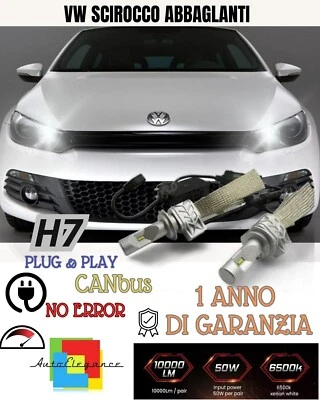 KIT FULL LED VW SCIROCCO LED H7 6500K 8000 LM ABBAGLIANTE CANBUS + SUPPORTI - Imagen 1 de 2