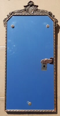 Antique Victiorian Decorative Polychrome Ornate and Wood Wall Mirror 26" High - Image 1 of 4