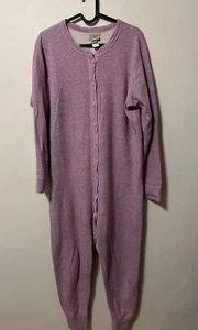 LL Bean Womens Purple One Piece Union Suit Size L Pajamas Long Johns Camping - Picture 1 of 7