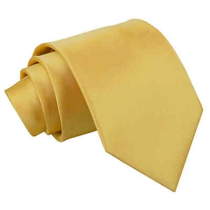 Corbata dorada satinada lisa para hombre clásica de boda de DQT - Imagen 1 de 2