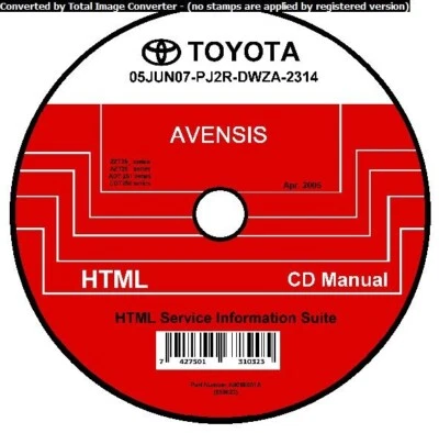 TOYOTA AVENSIS 2 SERIE (2003-08) MANUALE OFFICINA WORKSHOP MANUAL SERVICE CD DVD - Immagine 1 di 4