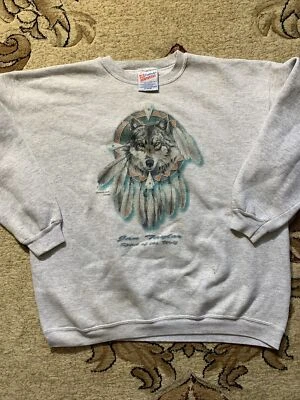 Sudadera De Colección Wolf Hanes Cuello Redondo Verde Hecha en EE. UU. Para Hombre XL Foto 1 de 4