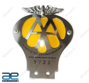 Vintage Brass Chrome AA Association Membership Car Bike Badge Emblem Big NEW - Picture 1 of 5