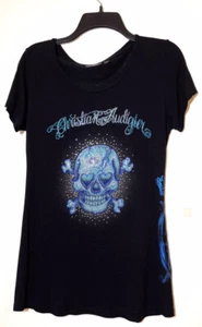 Christian Audigier Los Angeles Short Sleeve T-ShirtSize Large Black Blue Design - Picture 1 of 12