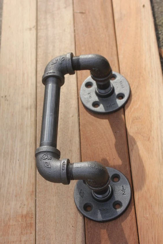 Door Handle Industrial Heavy Duty Metal Raw Steel Vintage Steampunk Style - Image 1 of 1