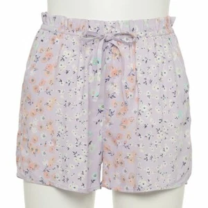 SO® Floral Soft Shorts Drawstring  LILAC FLORAL Women's JR Sz M-L NWT MSRP$32 - Picture 1 of 3