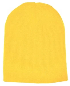 MG Pack of 10 pcs Plain Short Beanie Skull Cap Ski Skate Hat 8" Yellow - Picture 1 of 1