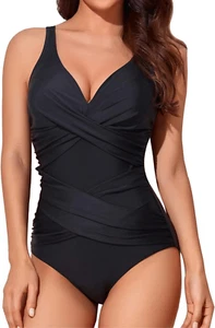 NEW 1 Pc Tummy Control Slimming Swimsuit Push up Vintage Retro L - Picture 1 of 8