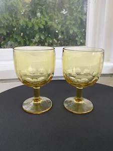 Vintage MCM Amber Thumbprint Bartlett Collins Wasserkelche 60er Retro 2er Set - Bild 1 von 14
