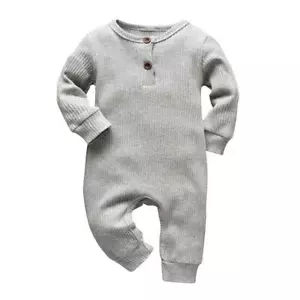 Baby Boy Girl Solid Color One Piece Romper Jumpsuit Outfits Clothes Newborn L... - Picture 1 of 6