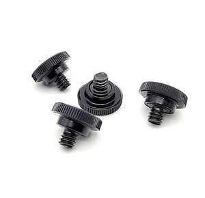 Pernos de tornillo de pulgar arrugado de 1/4""-20 x 1/4"" negro perno de sujeción redondo aleación de acero - Imagen 1 de 6